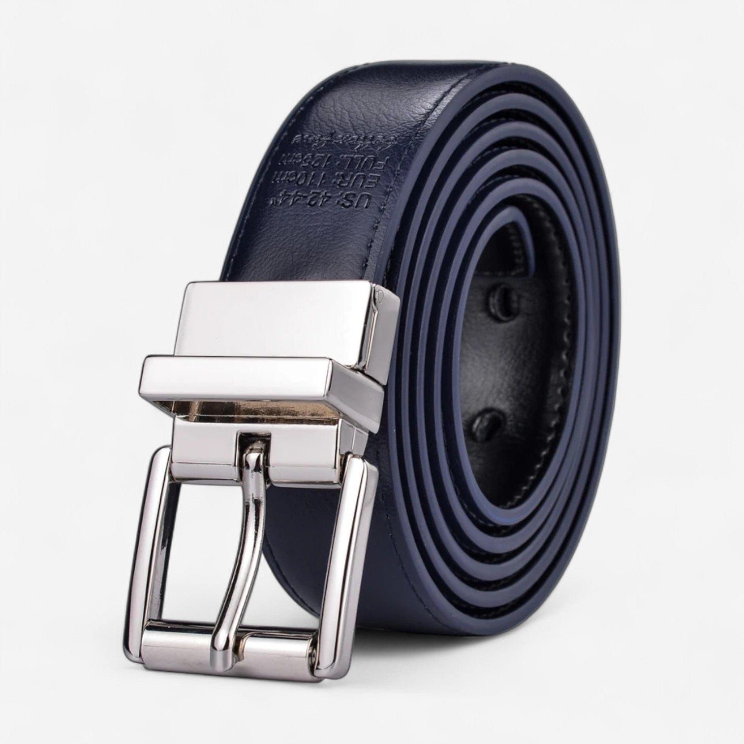 Maison de la Ceinture Noir Bleu marine / Argent / 90cm Ceinture réversible homme – Aldren