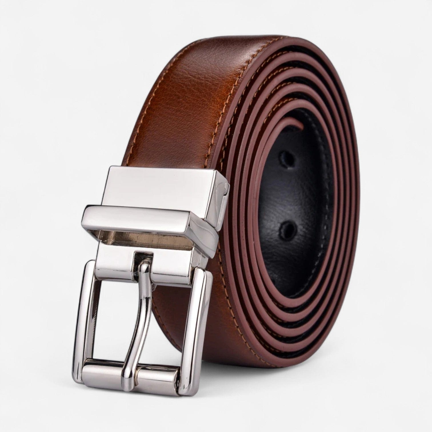 Maison de la Ceinture Noir Marron / Argent / 90cm Ceinture réversible homme – Aldren