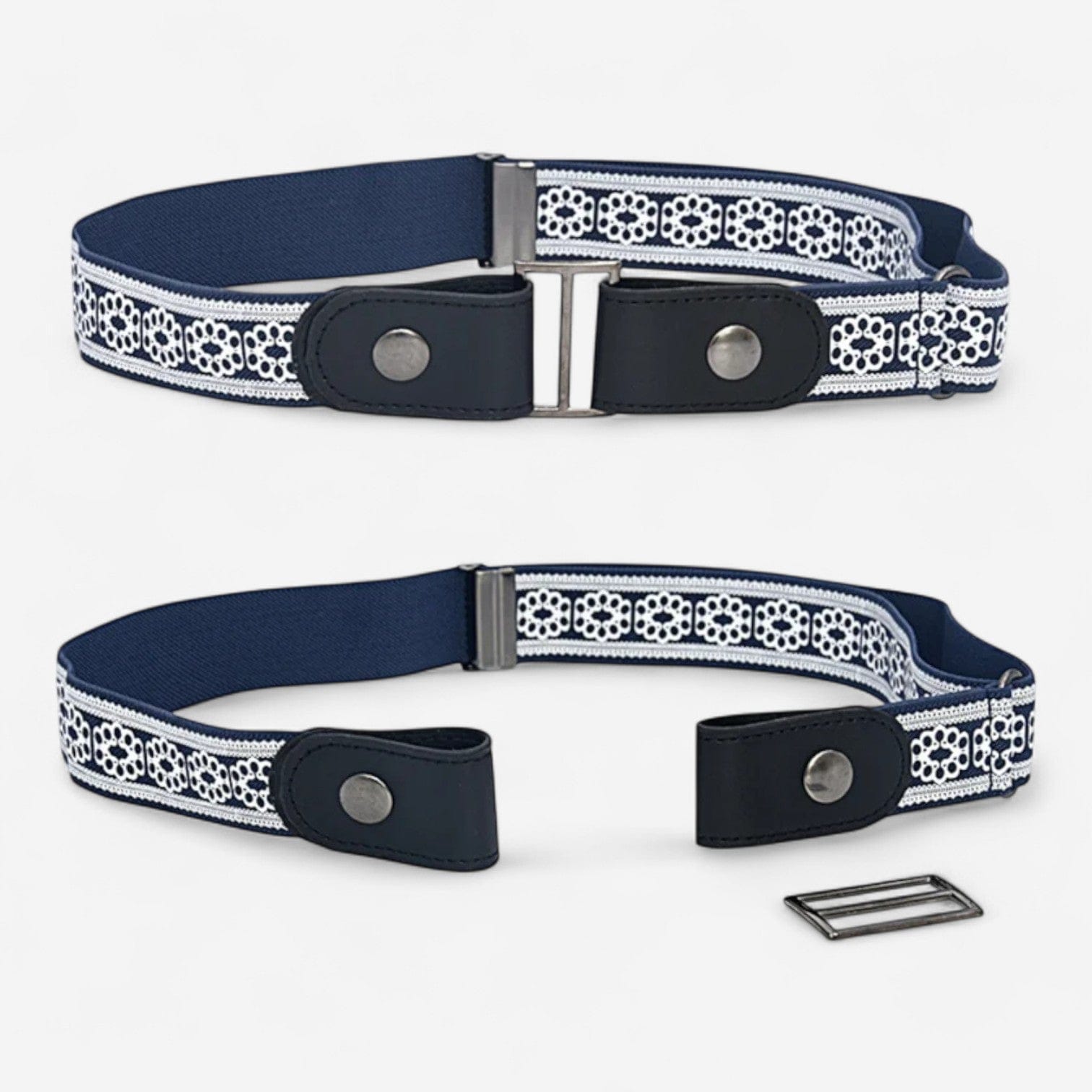 Maison de la Ceinture Bleu avec fleur / 85-120cm Ceinture sans boucle - Selya