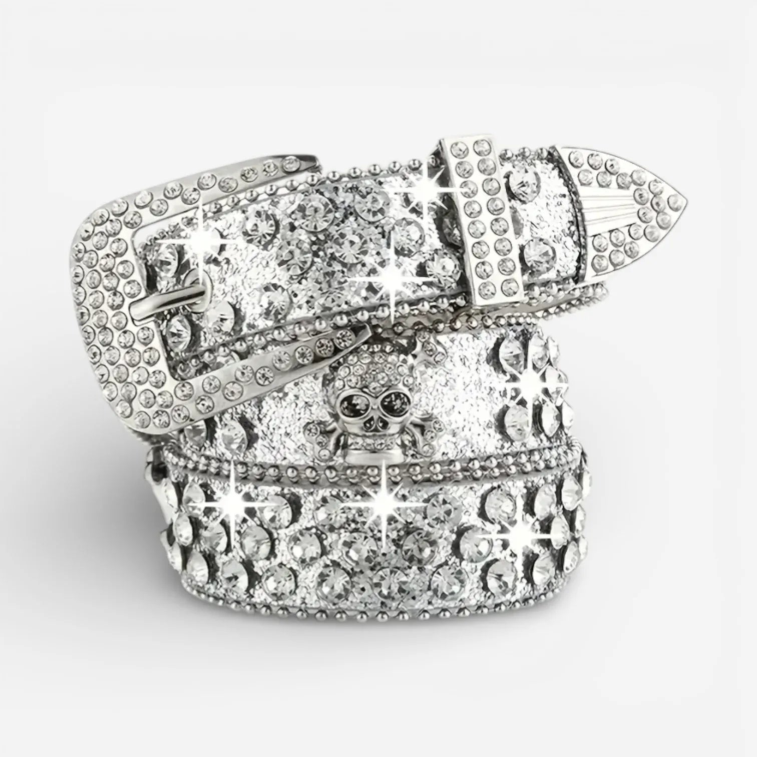 Maison de la Ceinture Argent / 110cm Ceinture tête de mort femme – Glittera