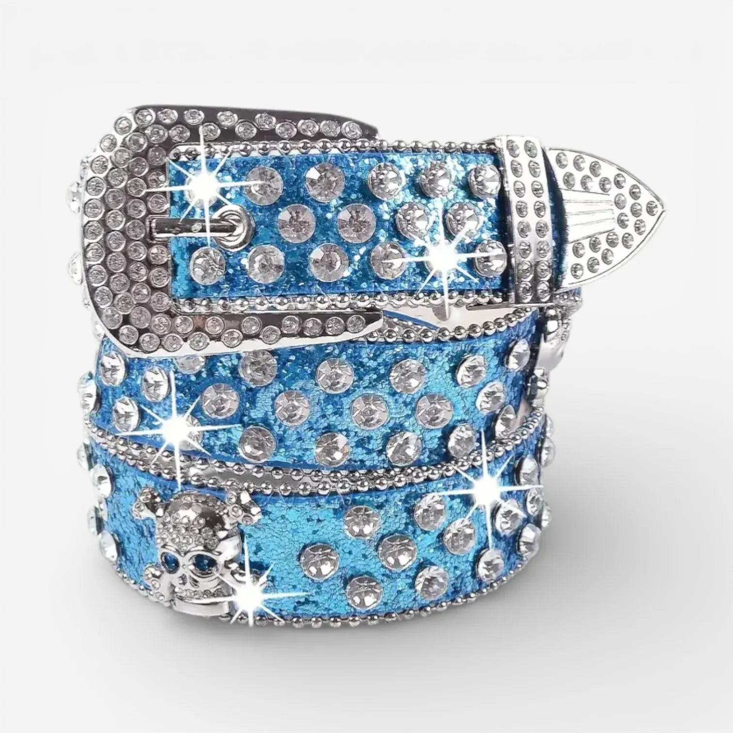 Maison de la Ceinture Bleu / 110cm Ceinture tête de mort femme – Glittera