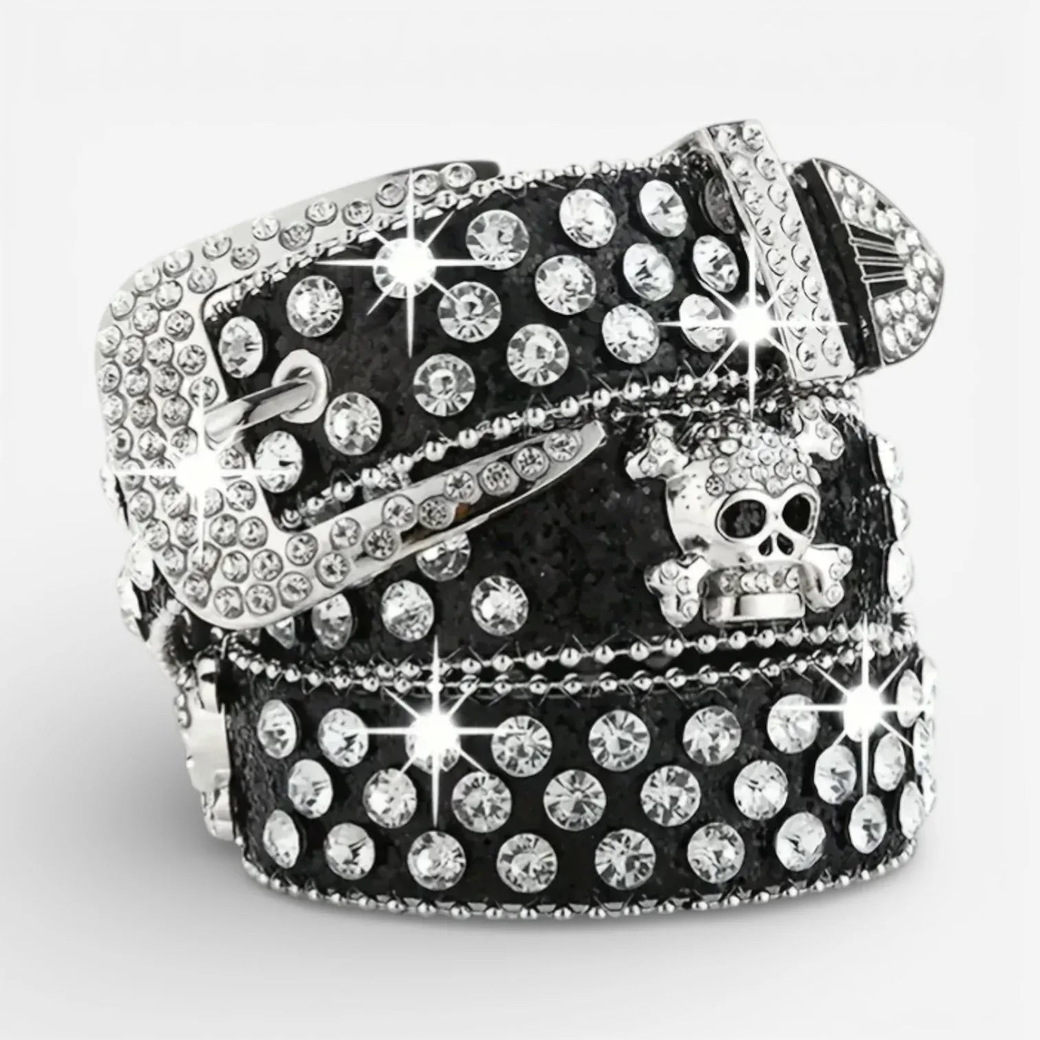 Maison de la Ceinture Noir / 110cm Ceinture tête de mort femme – Glittera