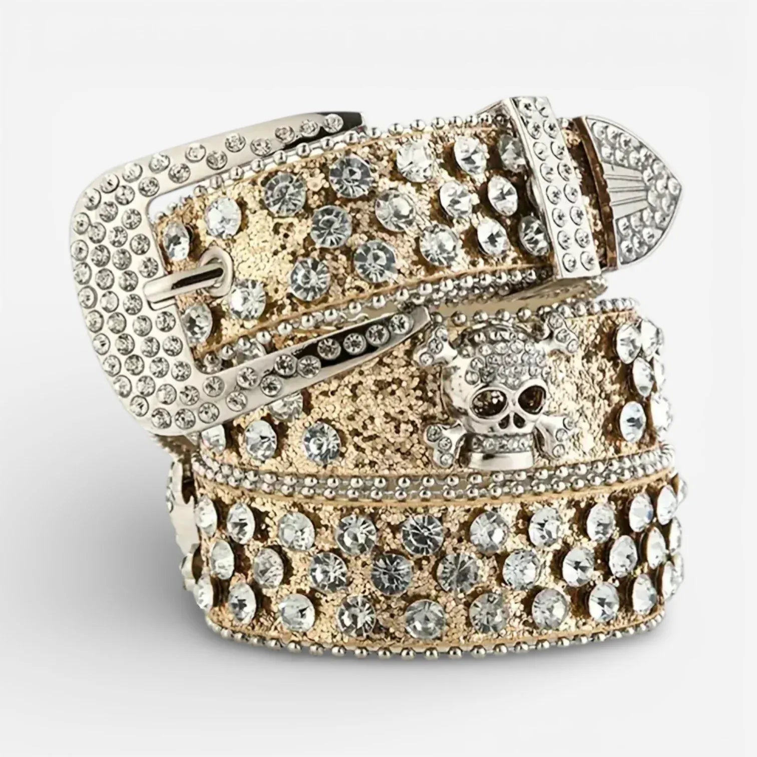 Maison de la Ceinture Or / 110cm Ceinture tête de mort femme – Glittera