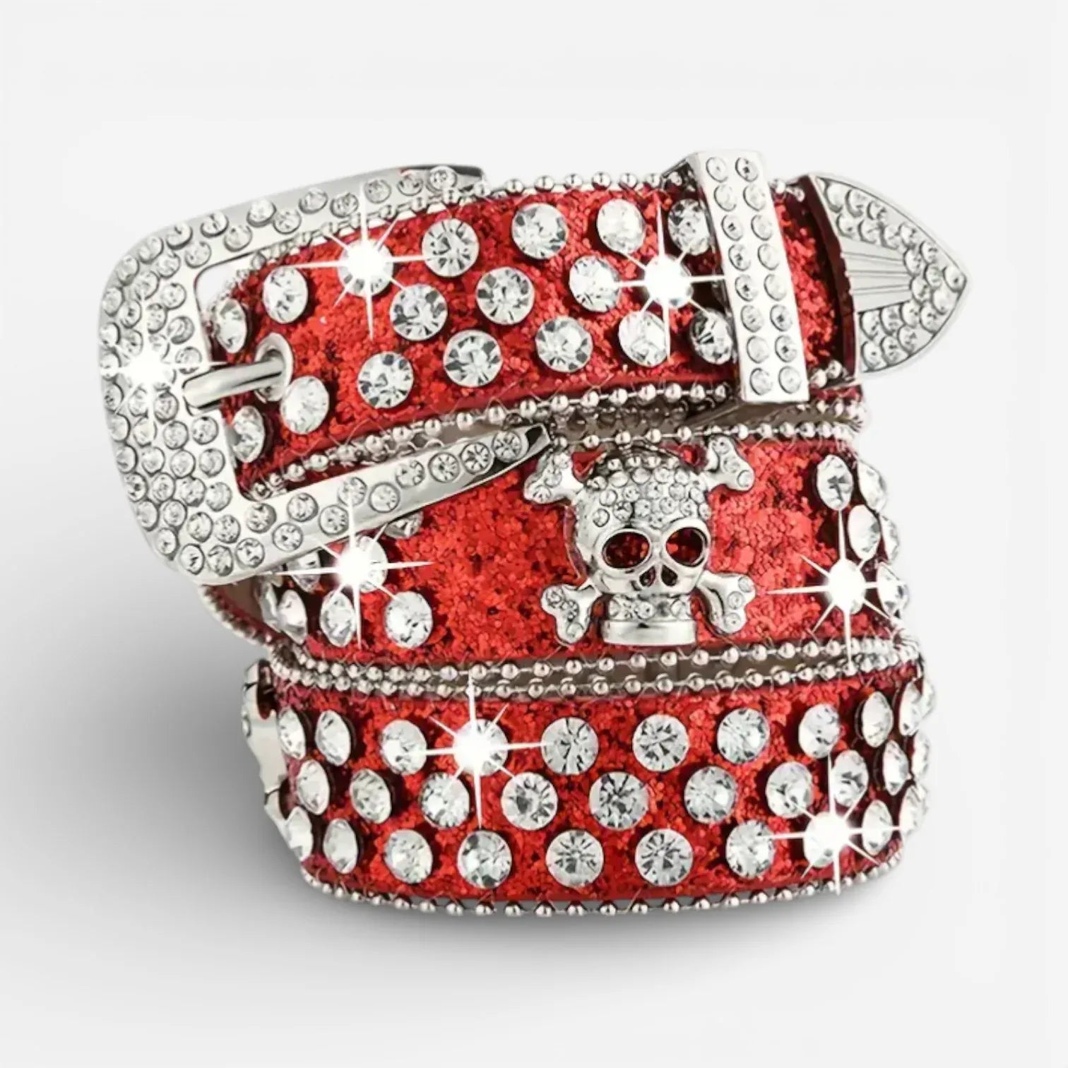 Maison de la Ceinture Rouge / 110cm Ceinture tête de mort femme – Glittera