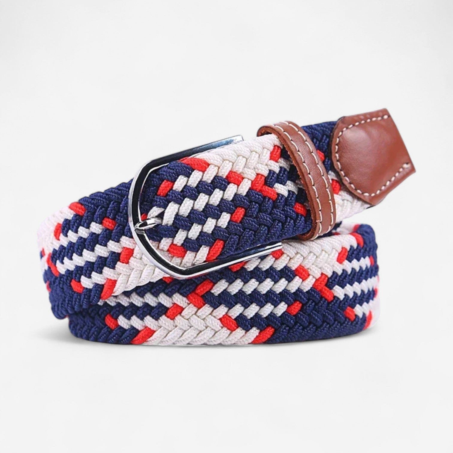 Maison de la Ceinture Ceinture tressée avec boucle argentée et finition cousue à la main, modèle Milo