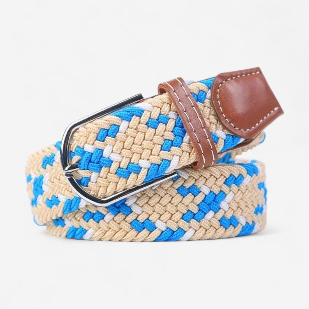 Maison de la Ceinture Ceinture tressée avec boucle argentée et finition cousue à la main, modèle Milo