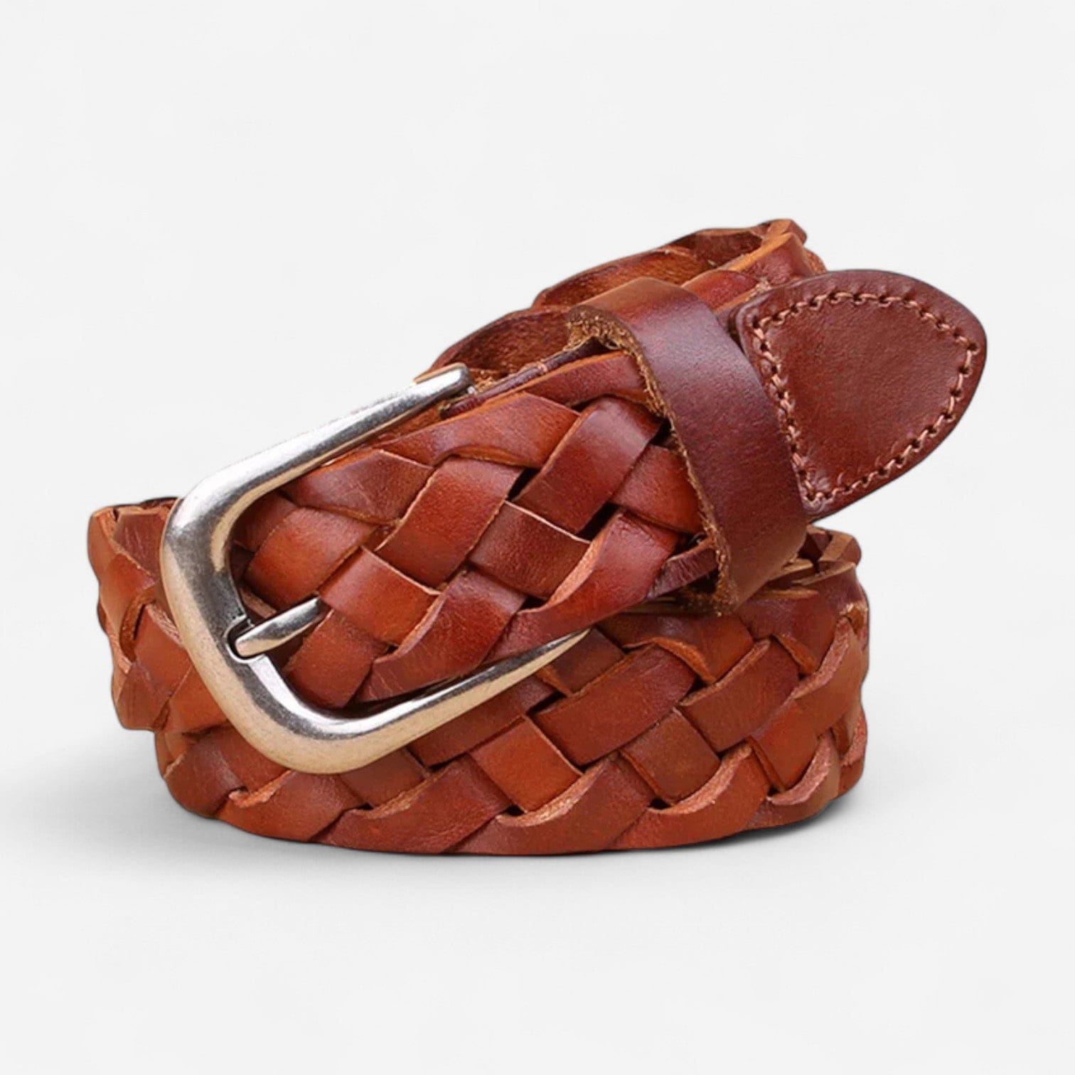 Maison de la Ceinture Cognac / 105cm Ceinture tressée femme - Arvane