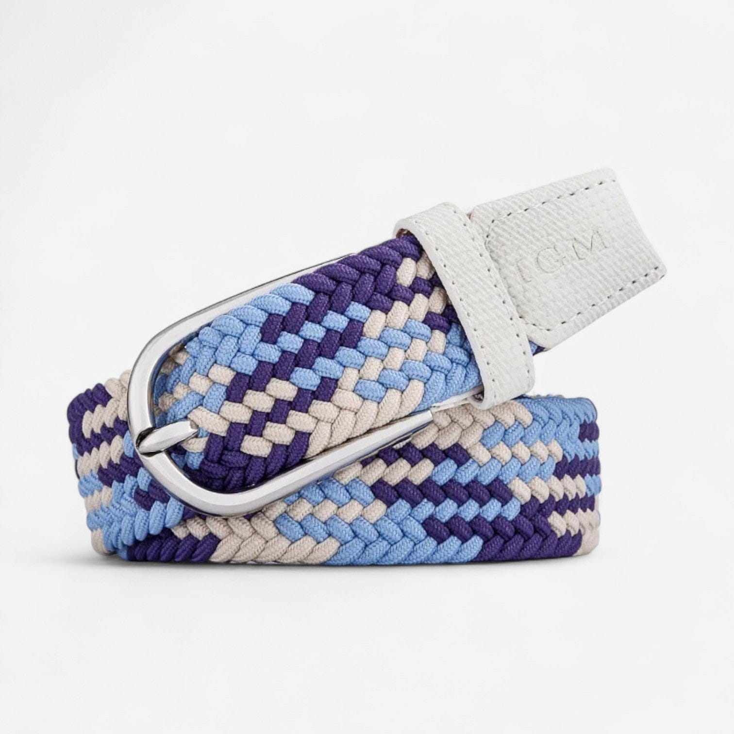 Maison de la Ceinture Violet - Beige - Bleu / 90cm Ceinture Tressée - Livia