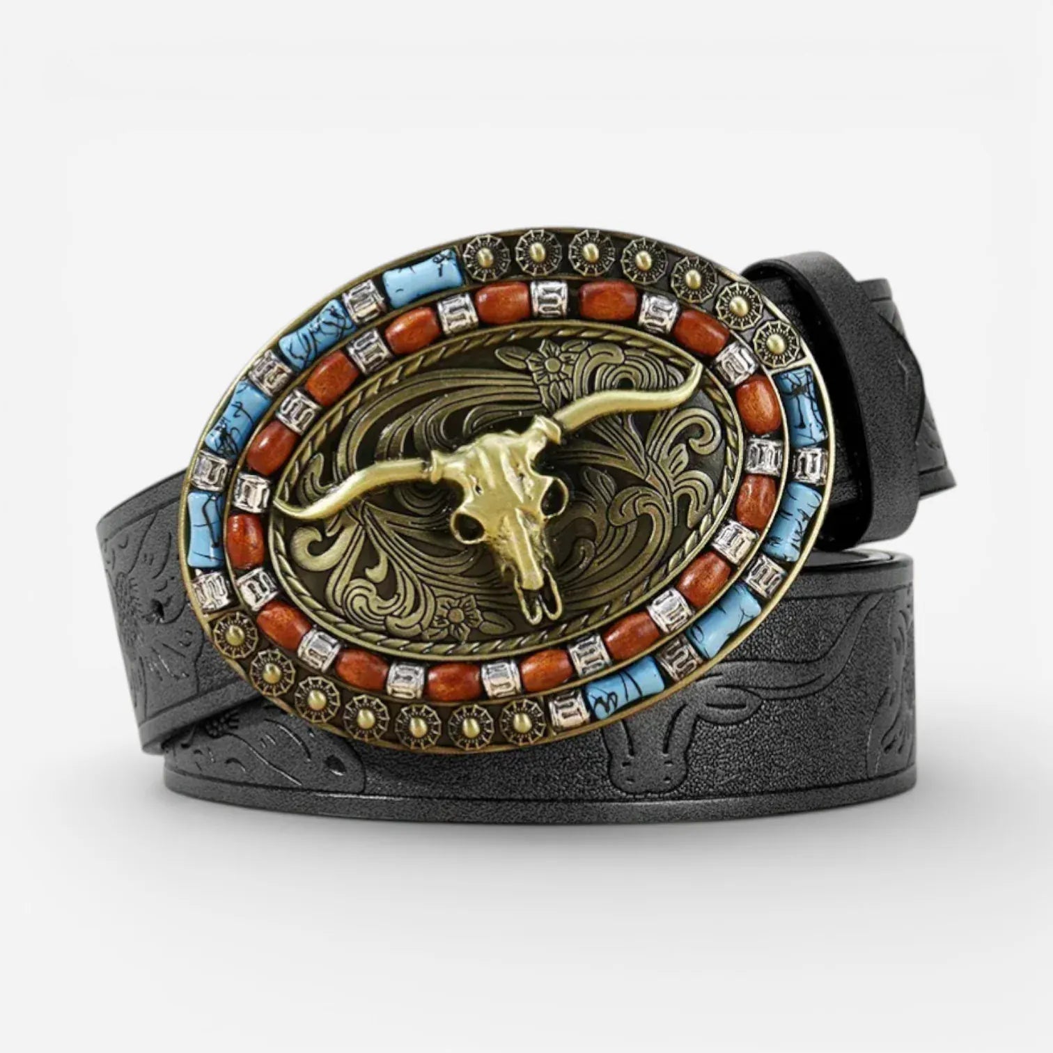 Maison de la Ceinture Noir / Perle / 110cm Ceinture western - Longhornia